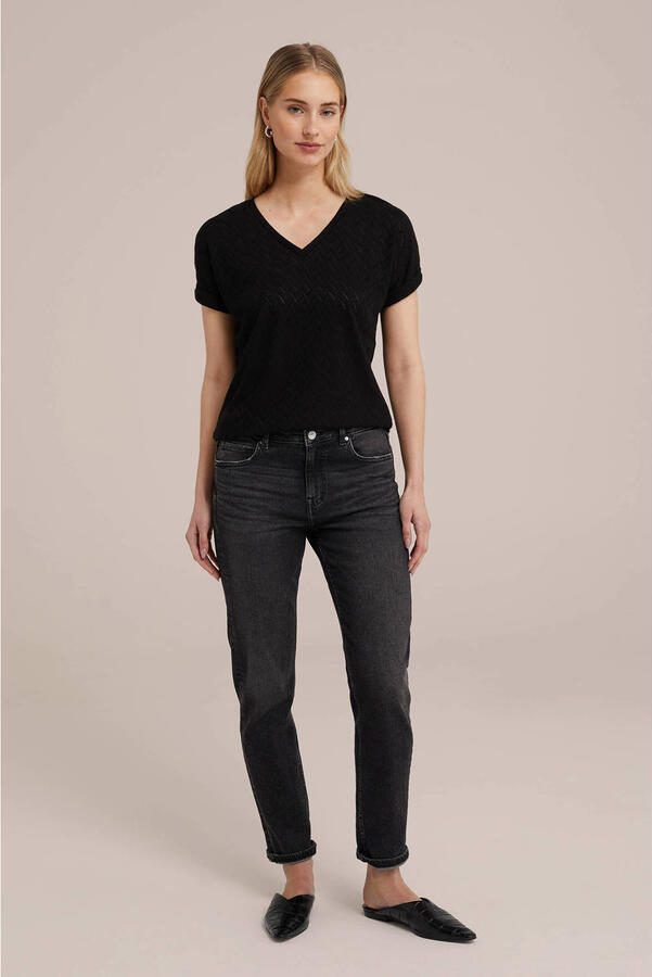 WE Fashion top met visgraat zwart - Foto 2