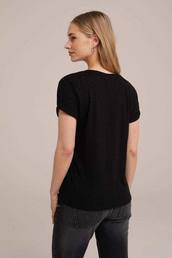WE Fashion top met visgraat zwart - Foto 3