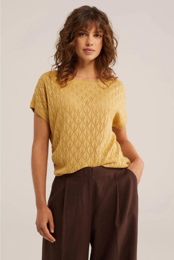 WE Fashion top oker met lurex