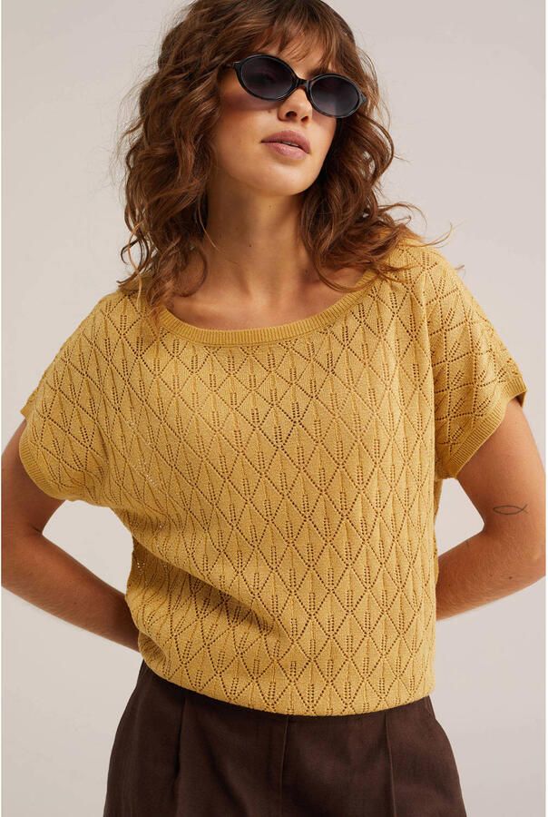 WE Fashion top oker met lurex - Foto 2