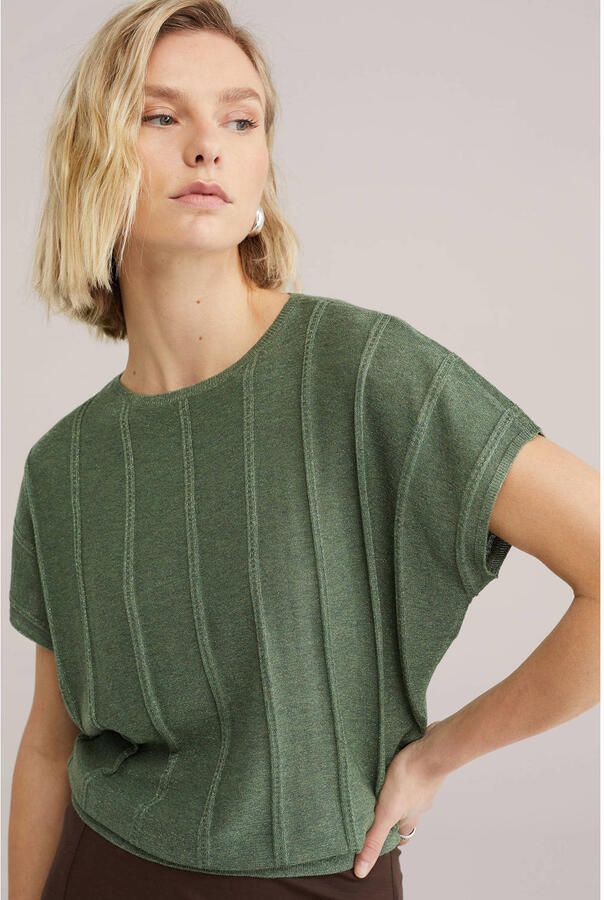 WE Fashion top olijfgroen gebreid - Foto 3