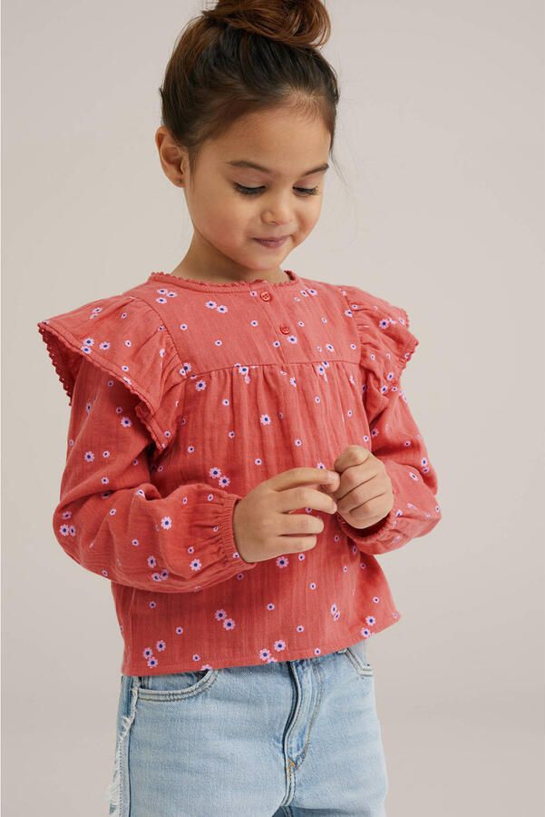 WE Fashion top rood roze blauw