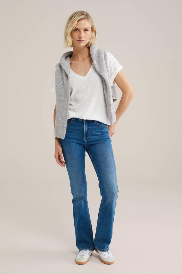 WE Fashion structuur T-shirt wit - Foto 3