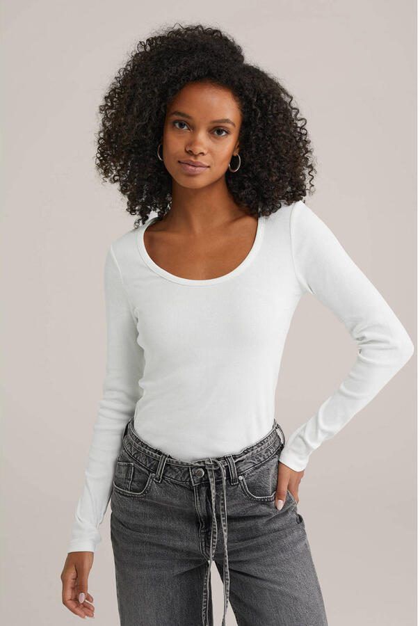 WE Fashion longsleeve katoen wit