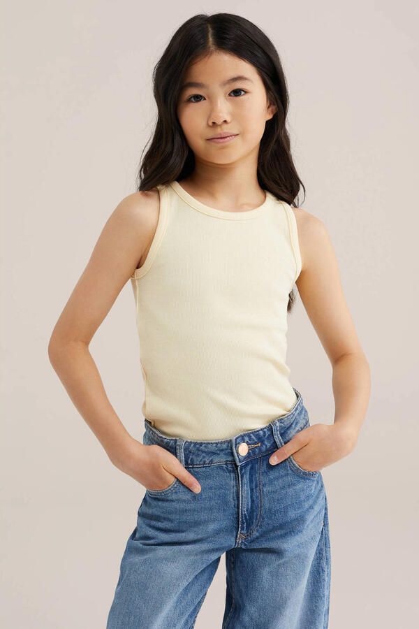 WE Fashion top zonder mouwen lichtgeel