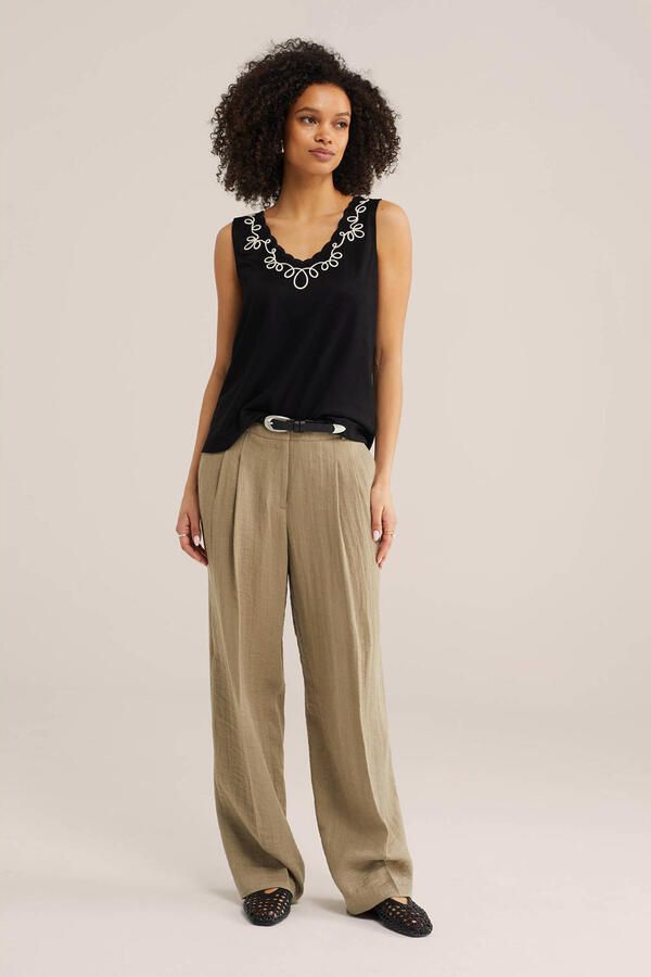 WE Fashion top zwart broderie - Foto 2