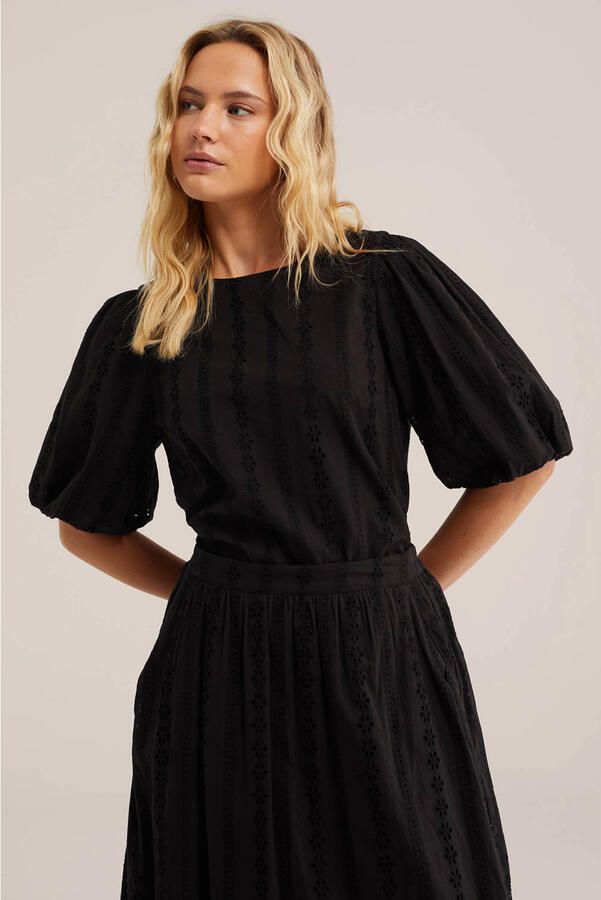 WE Fashion top zwart broderie
