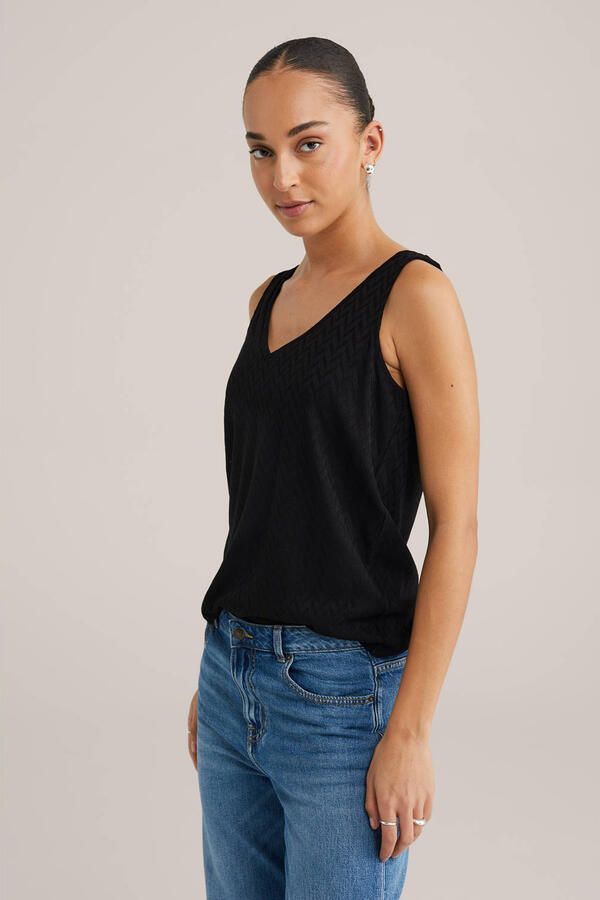 WE Fashion top zwart fijn gebreid - Foto 2