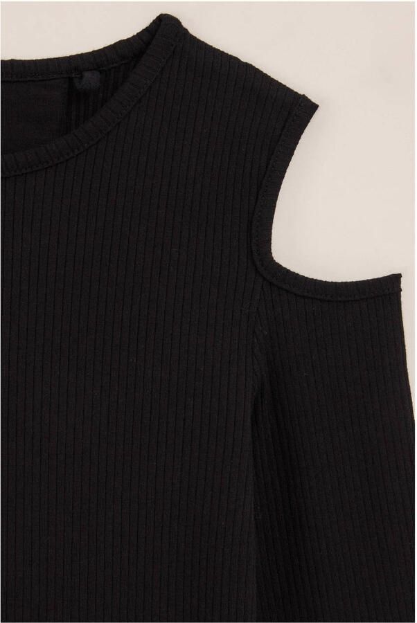 WE Fashion top zwart Paars Meisjes Katoen Ronde hals Effen 134 140