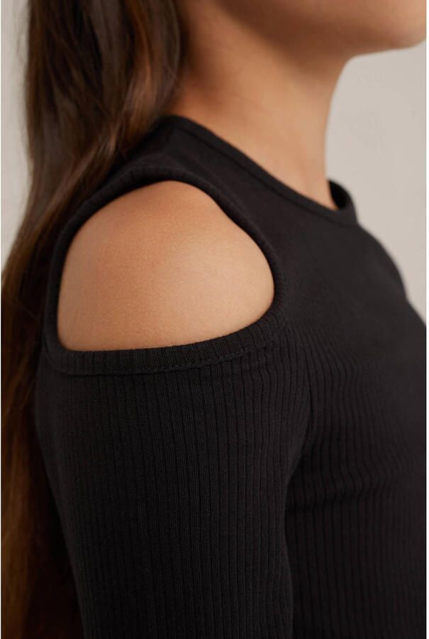 WE Fashion top zwart Paars Meisjes Katoen Ronde hals Effen 134 140 - Foto 2