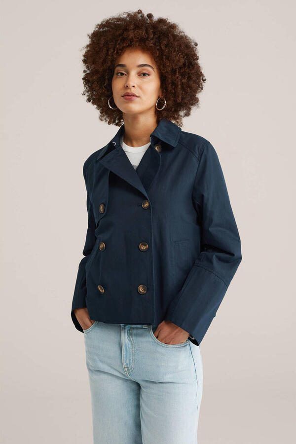 WE Fashion trenchcoat donkerblauw