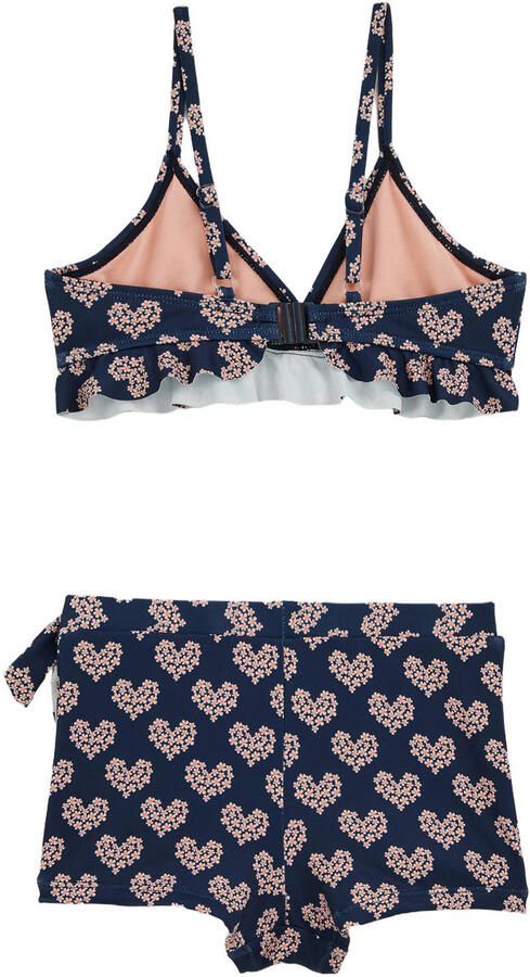 WE Fashion triangel bikini met ruches donkerblauw - Foto 3