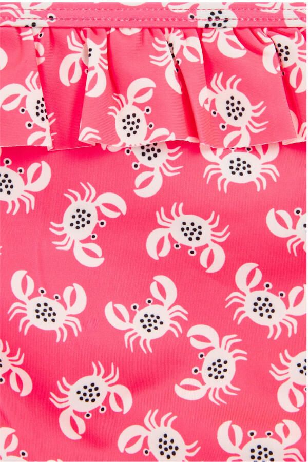 WE Fashion triangel bikini met ruches roze wit - Foto 2