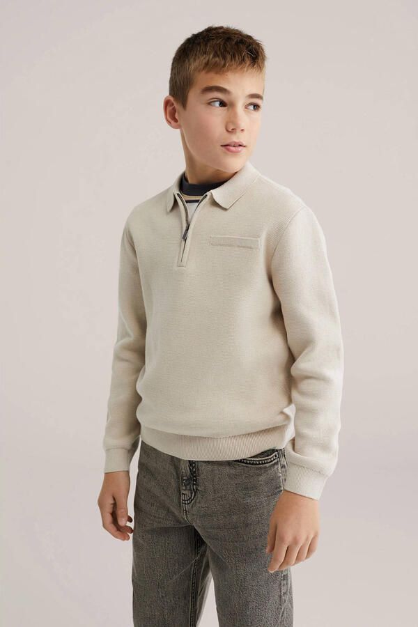 WE Fashion trui beige fijn gebreid