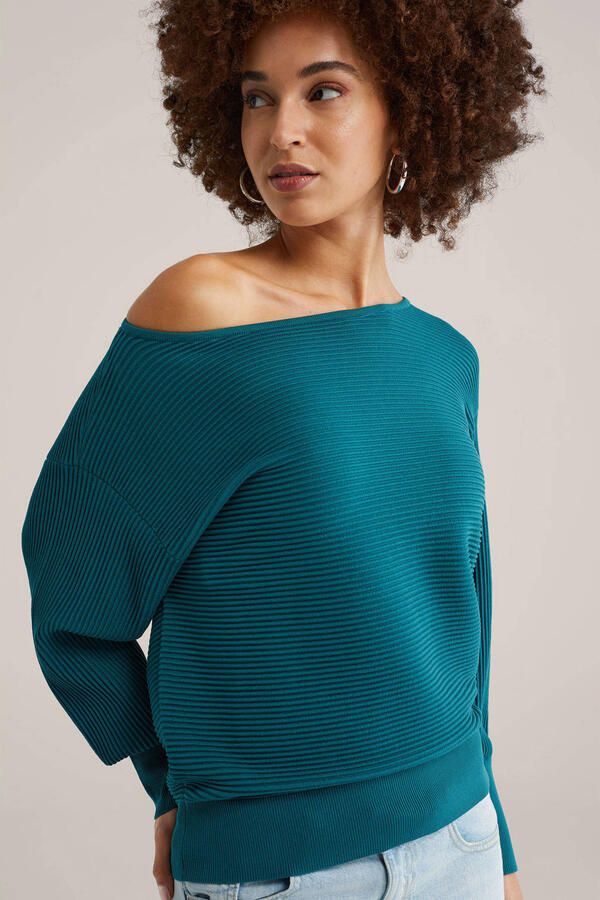 WE Fashion trui blauw rib gebreid - Foto 2