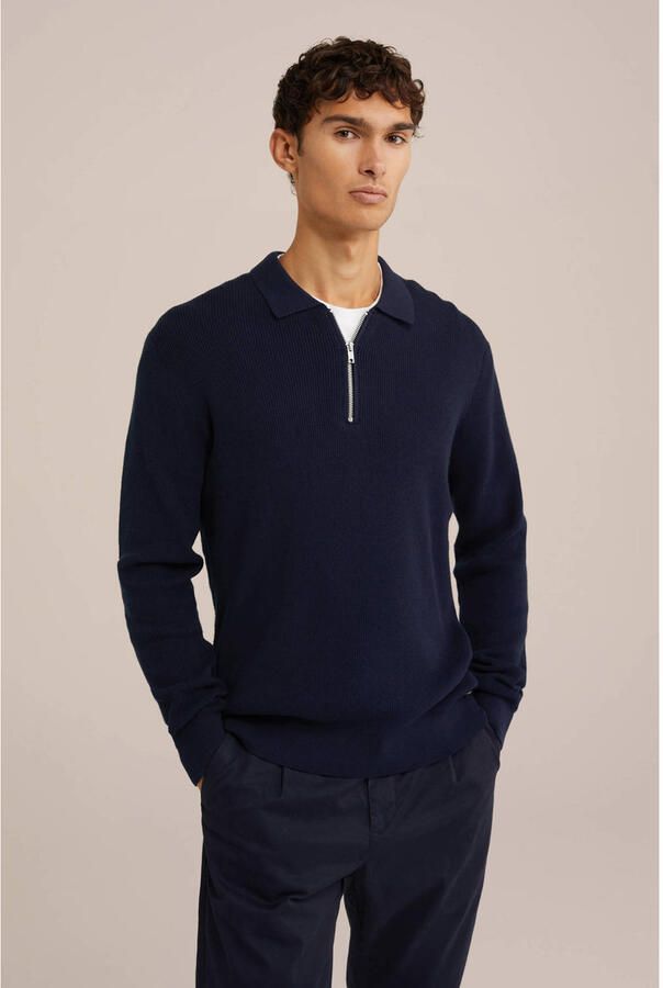 WE Fashion trui donkerblauw fijn gebreid