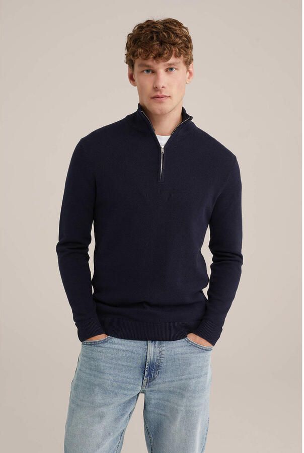 WE Fashion trui fijn gebreid donkerblauw - Foto 2