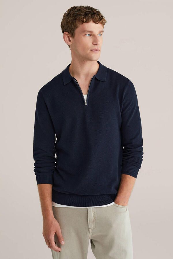 WE Fashion trui fijn gebreid donkerblauw