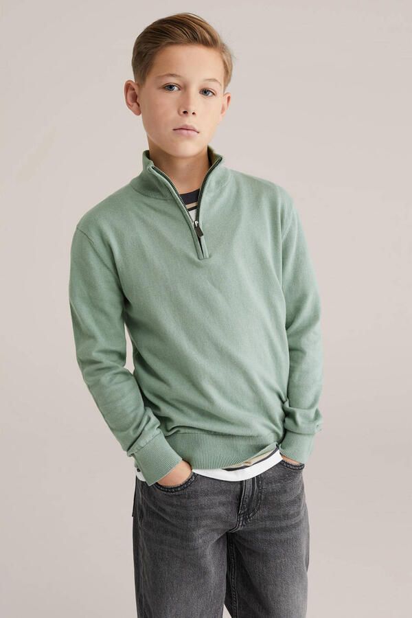 WE Fashion trui fijn gebreid groen