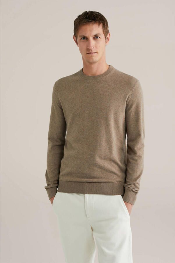 WE Fashion trui fijn gebreid bruin