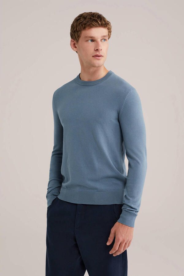 WE Fashion trui fijn gebreid lichtblauw