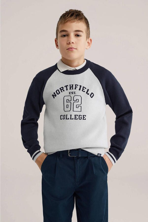 WE Fashion trui grijs melange fijn gebreid