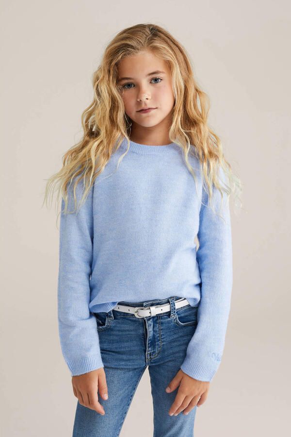 WE Fashion trui lichtblauw fijn gebreid - Foto 1