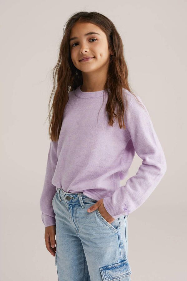 WE Fashion trui lila fijn gebreid