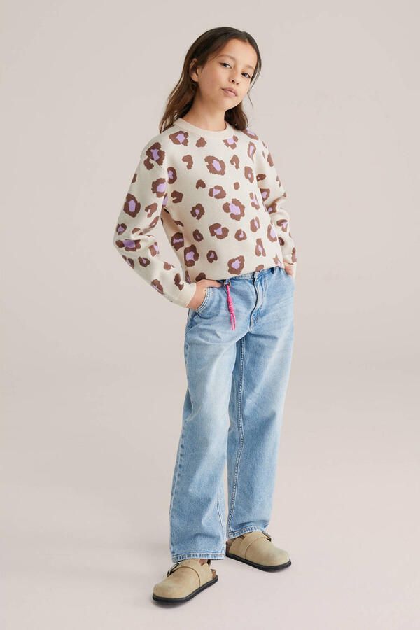 WE Fashion trui met panterprint beige fijn gebreid - Foto 3