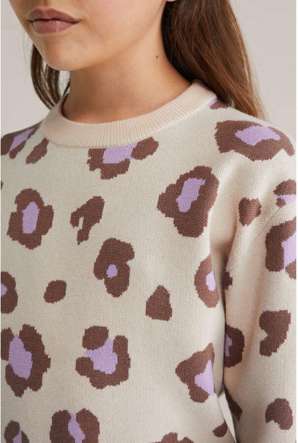WE Fashion trui met panterprint beige fijn gebreid - Foto 2