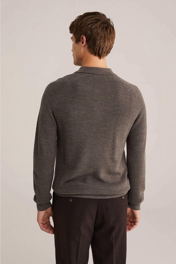 WE Fashion trui met wol fijn gebreid donkerbruin - Foto 3