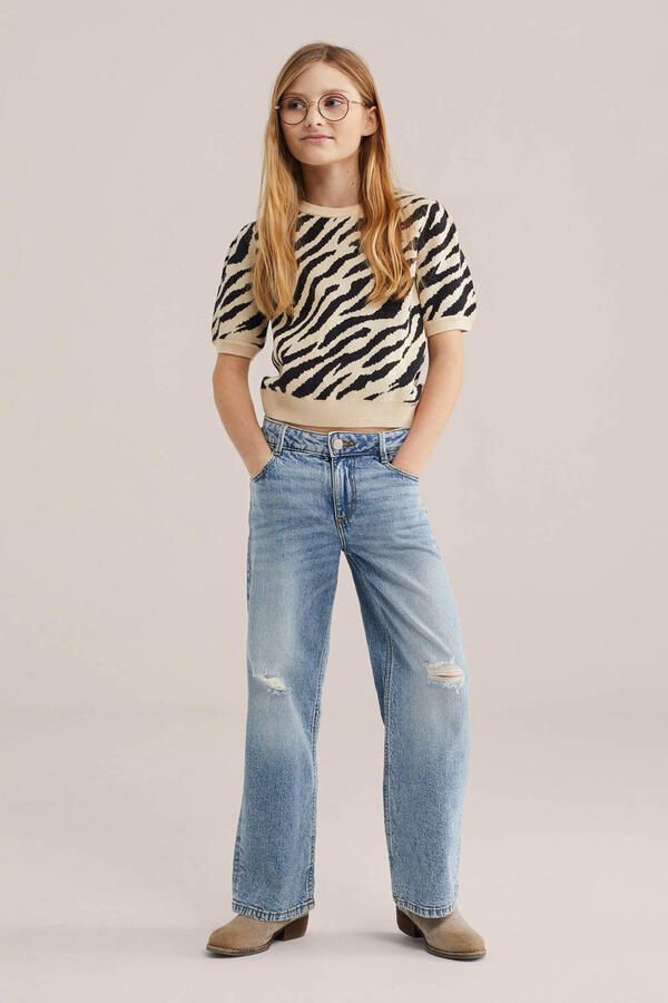 WE Fashion trui met zebraprint ecru fijn gebreid - Foto 3