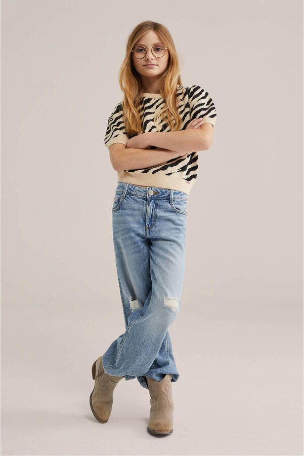 WE Fashion trui met zebraprint ecru fijn gebreid - Foto 2