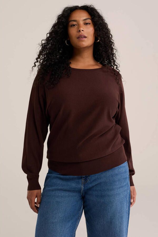 WE Fashion trui Plus Size bruin