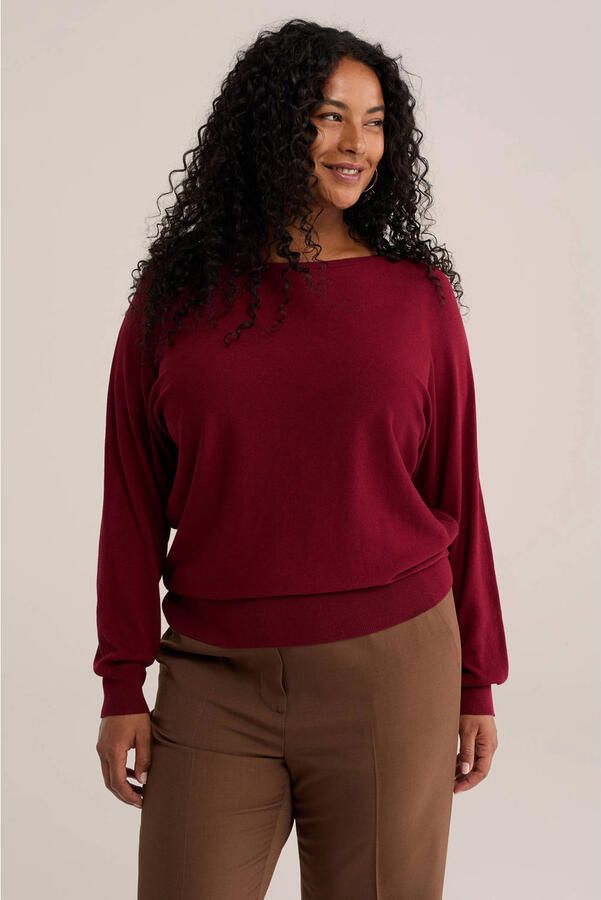 WE Fashion trui Plus Size donkerrood