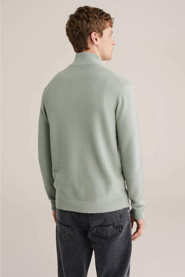 WE Fashion trui rib gebreid grijsgroen