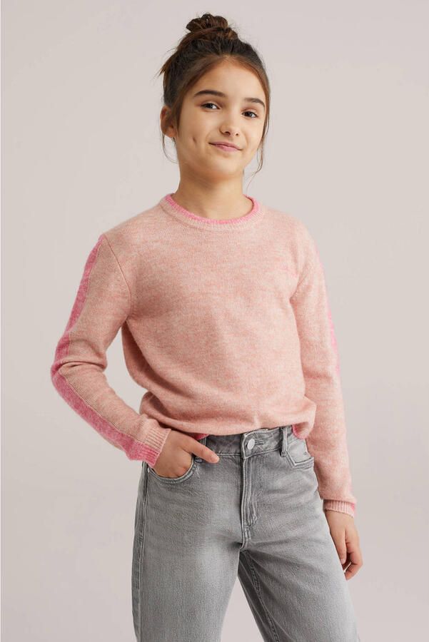 WE Fashion trui roze fijn gebreid