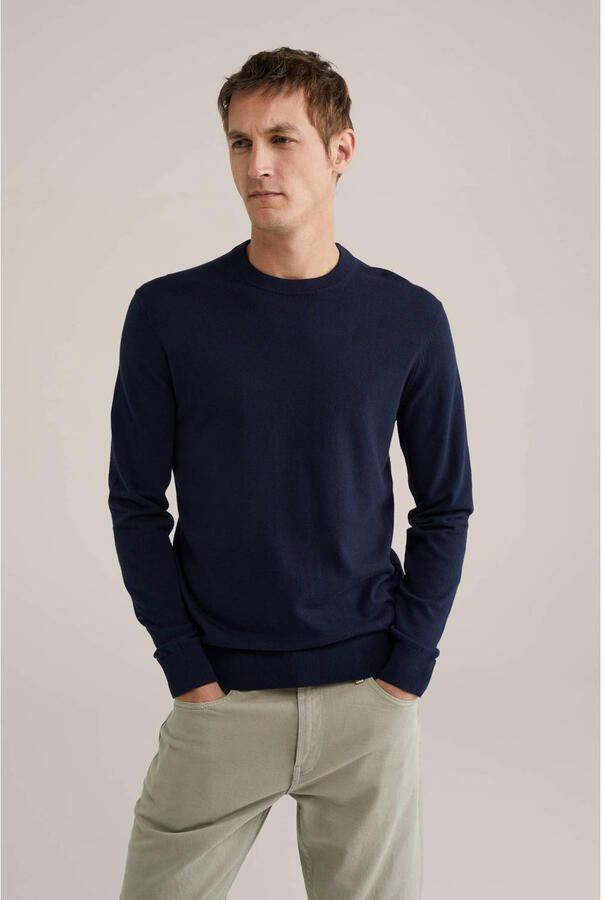 WE Fashion trui van katoenmix royal navy