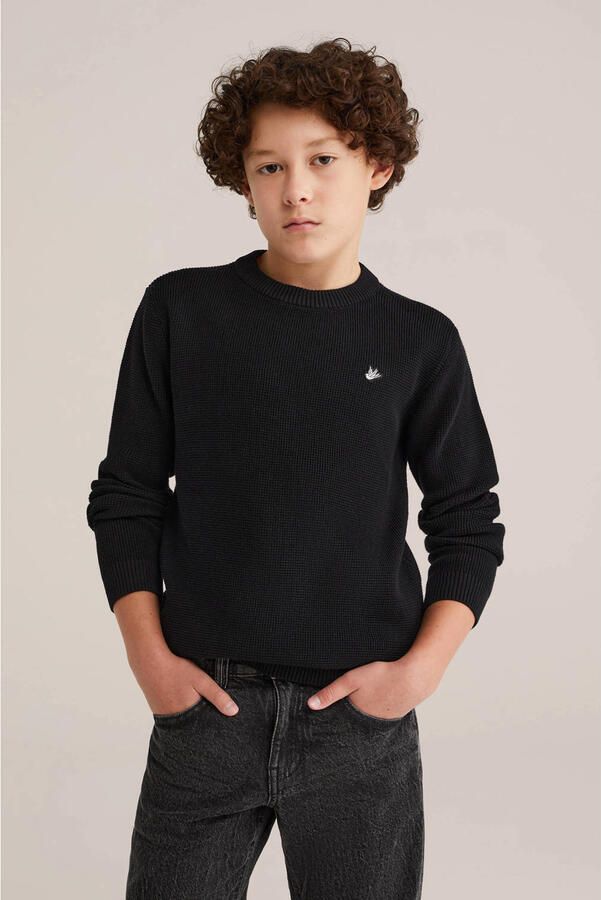 WE Fashion trui zwart fijn gebreid