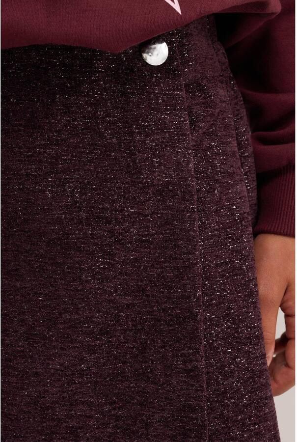 WE Fashion tweed korte rok met glitters donkerrood Effen - Foto 2