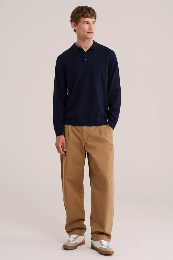 WE Fashion twill loose fit jeans met plooien dark wet sand - Foto 3