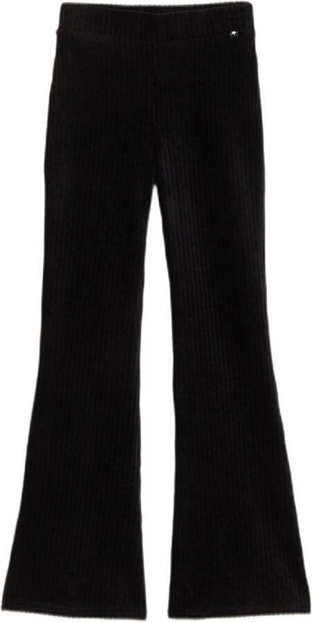 WE Fashion velours flared broek zwart Effen 140 | Broek van - Foto 2