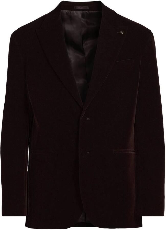 WE Fashion velours slim fit colbert donkerrood