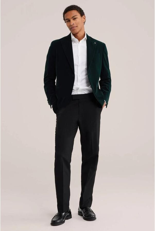 WE Fashion velours slim fit colbert zwart - Foto 3