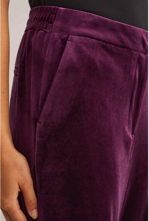 WE Fashion velours wide leg regular waist broek donkerpaars - Foto 2