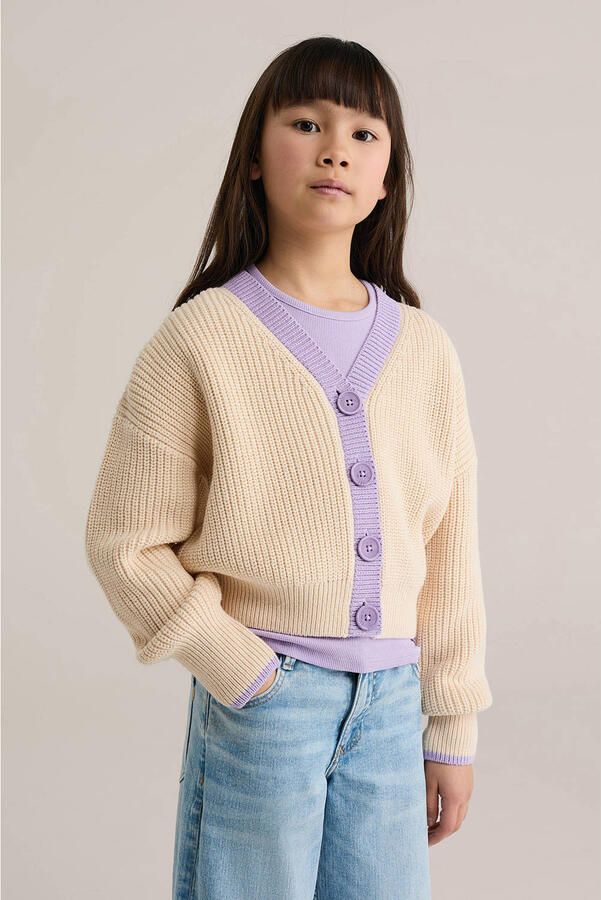 WE Fashion vest beige rib gebreid
