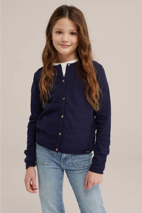 WE Fashion vest donkerblauw fijn gebreid - Foto 3