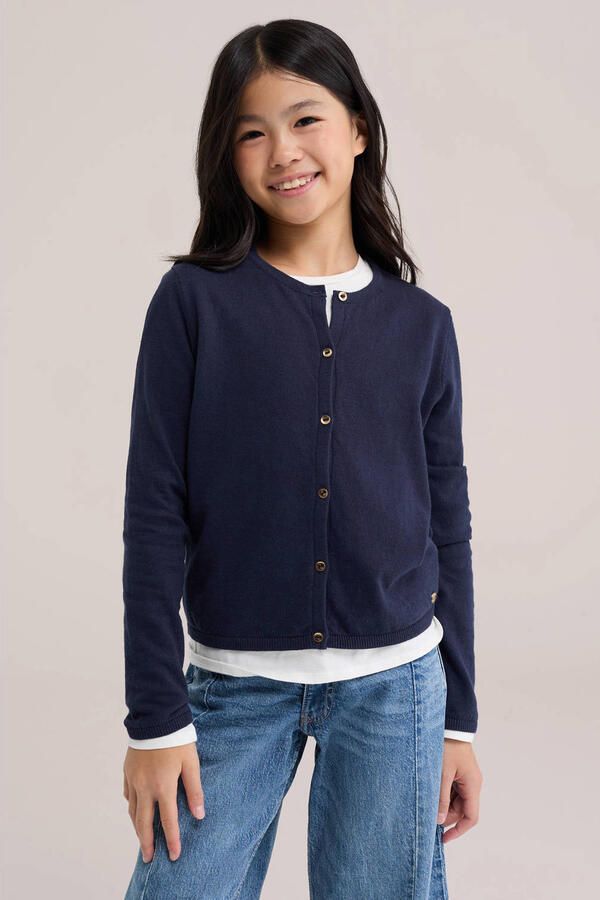 WE Fashion vest donkerblauw fijn gebreid - Foto 2