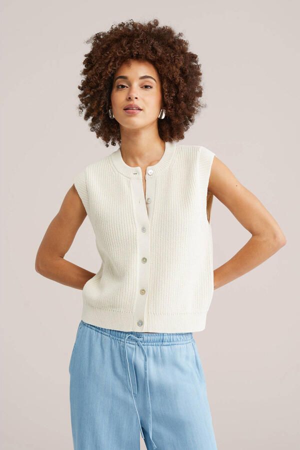 WE Fashion vest ecru gebreid
