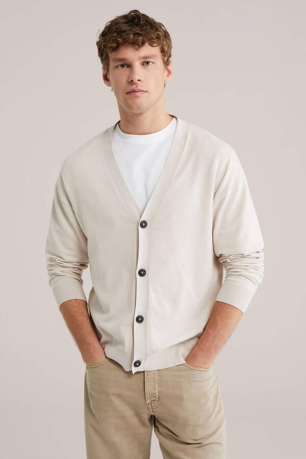 WE Fashion vest fijn gebreid ecru